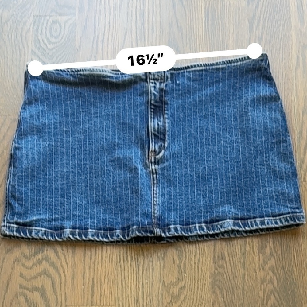 ASOS MICRO MINI DENIN SKIRT blue jeans size 12 missing the snap on the front - Picture 10 of 12